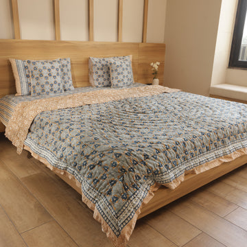 Mandala Bedding Collection Set of 6 (1 Bedcover, 2 Pillow cover, 1 Quilt, 2 Cotton cushion covers)