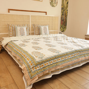 Boota Garden Bedding Collection Set of 6 (1 Bedcover, 2 Pillow cover, 1 Quilt, 2 Cotton cushion covers)