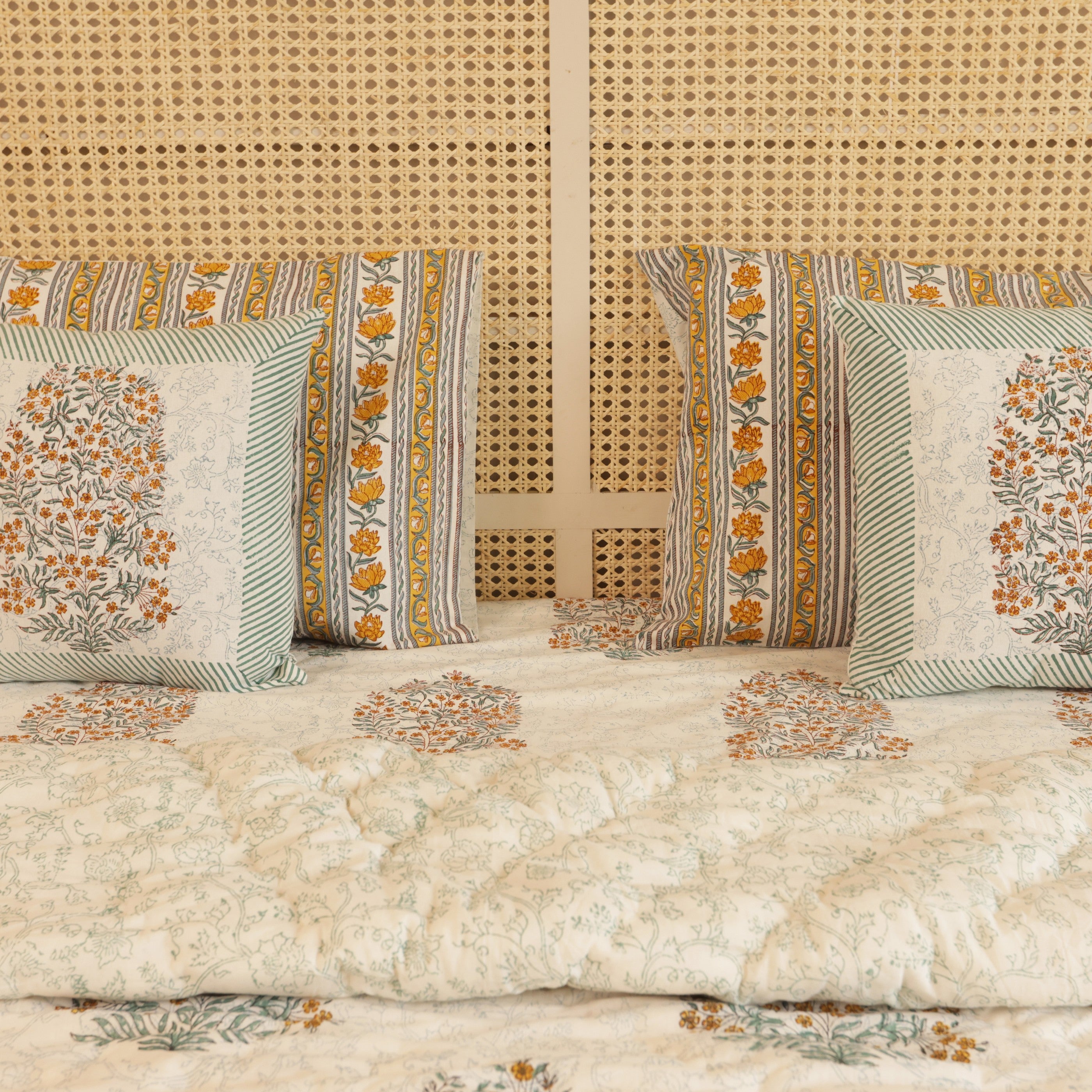 Boota Garden Bedding Collection Set of 6 (1 Bedcover, 2 Pillow cover, 1 Quilt, 2 Cotton cushion covers)