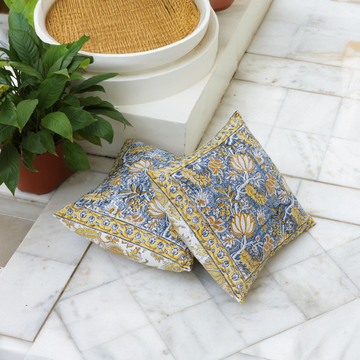 Golden Lotus Cushion Cover