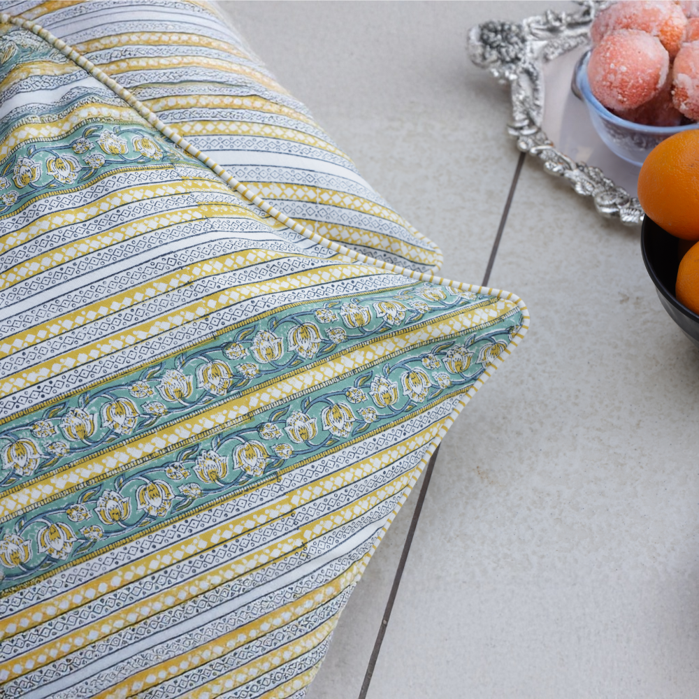 Green Lotus Cotton Cushion Cover