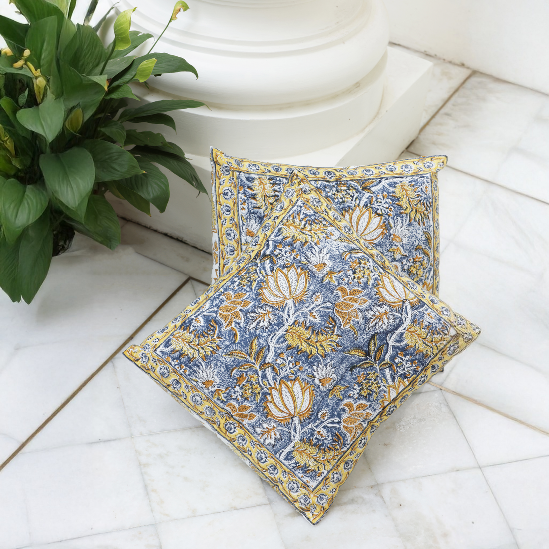 Golden Lotus Cushion Cover