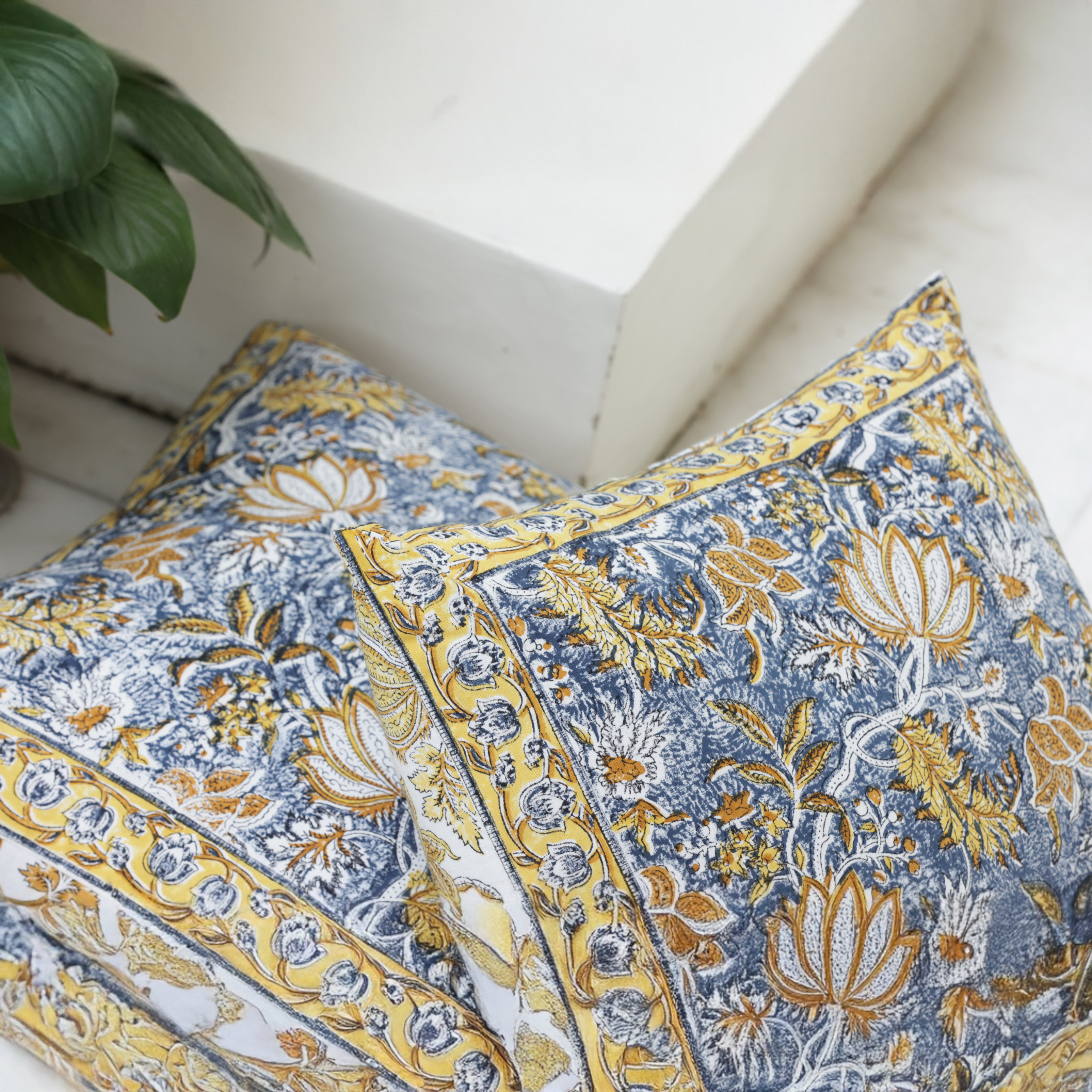 Golden Lotus Cushion Cover
