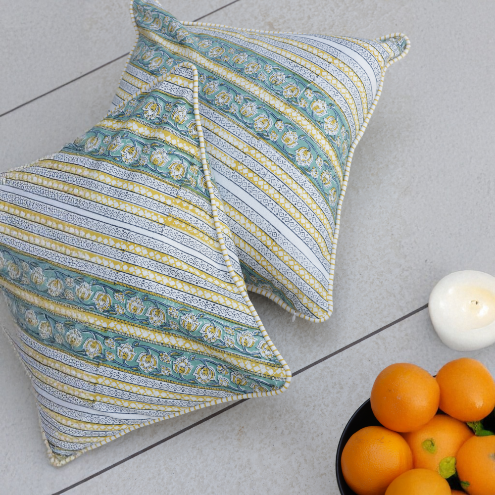 Green Lotus Cotton Cushion Cover