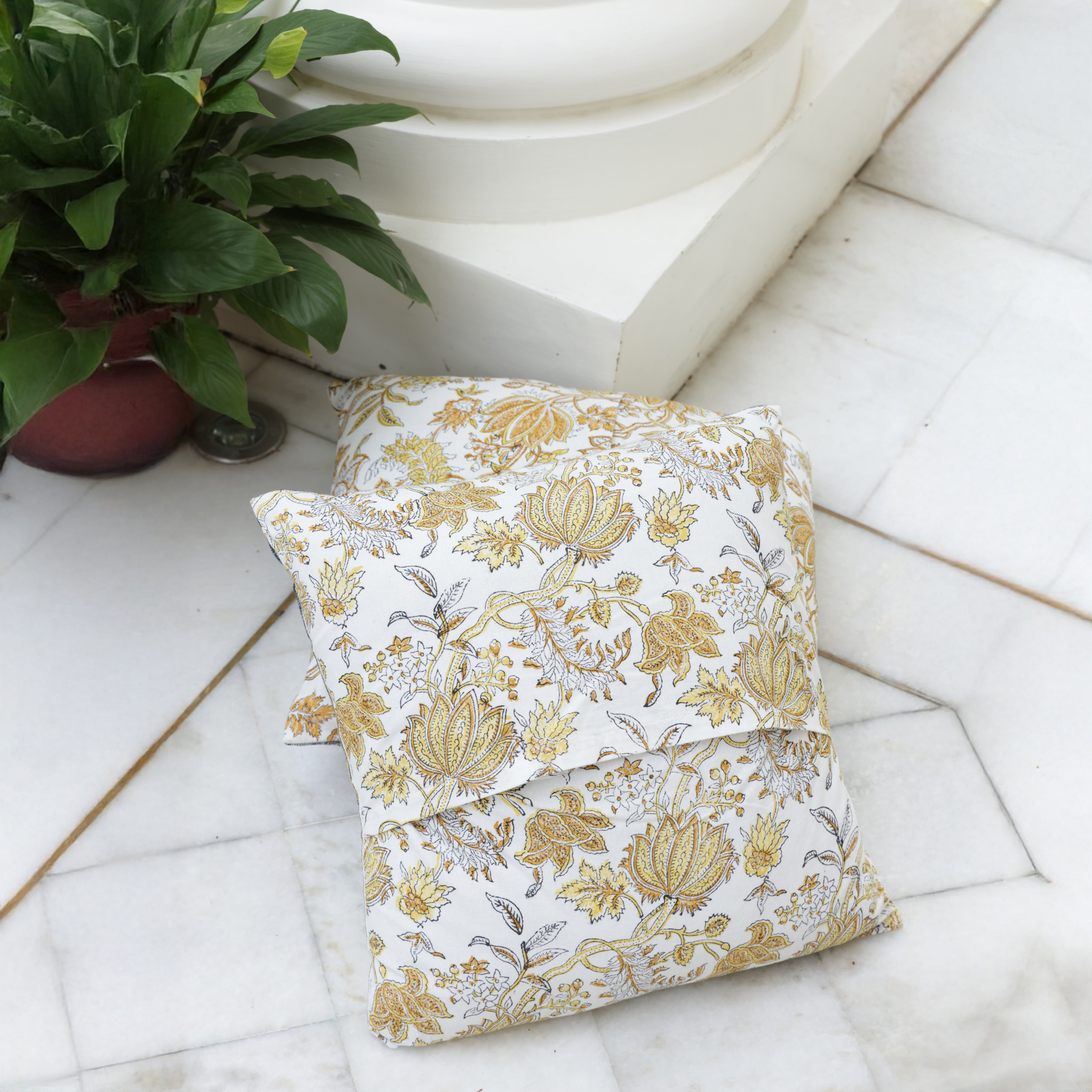Golden Lotus Cushion Cover