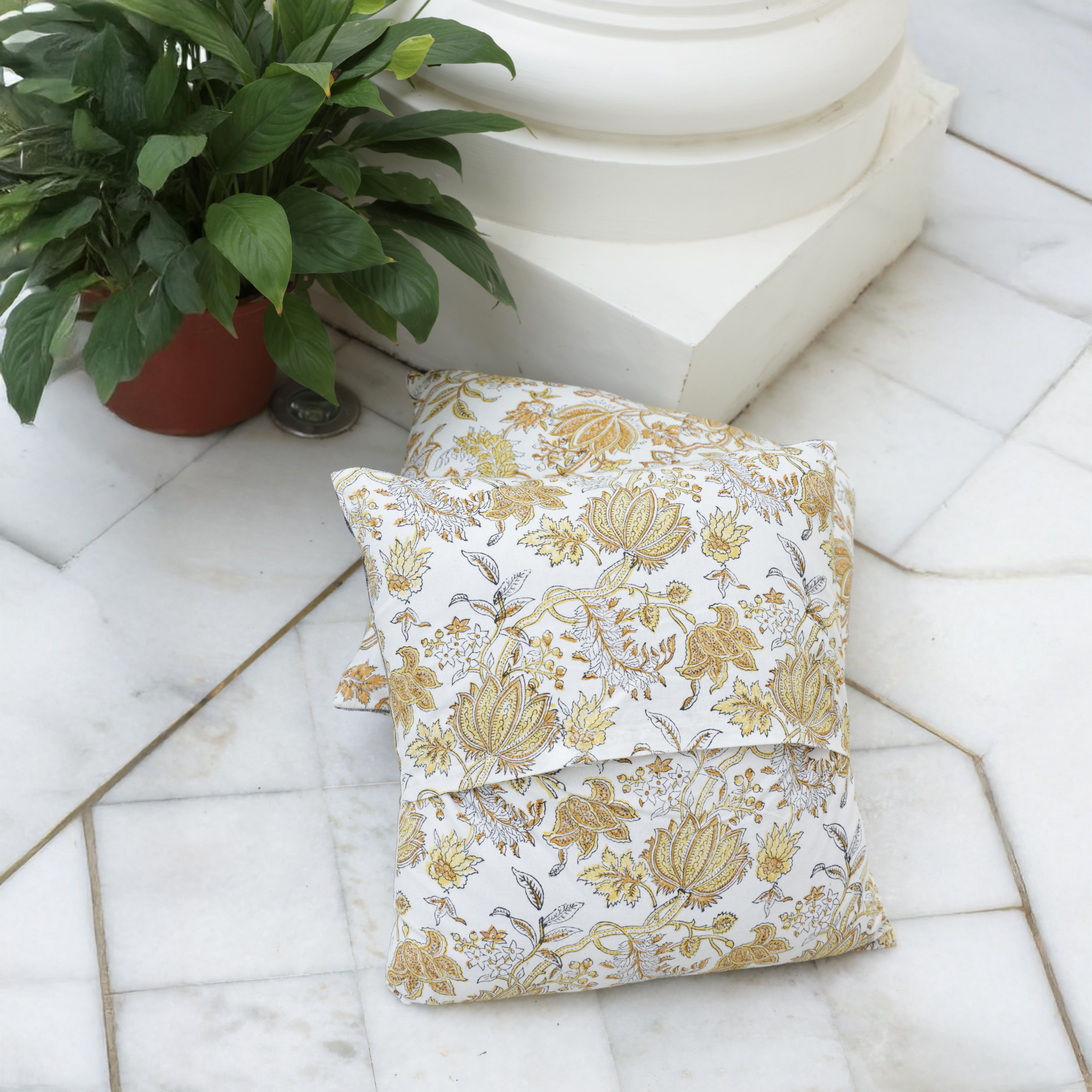 Golden Lotus Cushion Cover