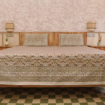 Gulraaz Golden Rose Bedcover with 2 Pillow Covers