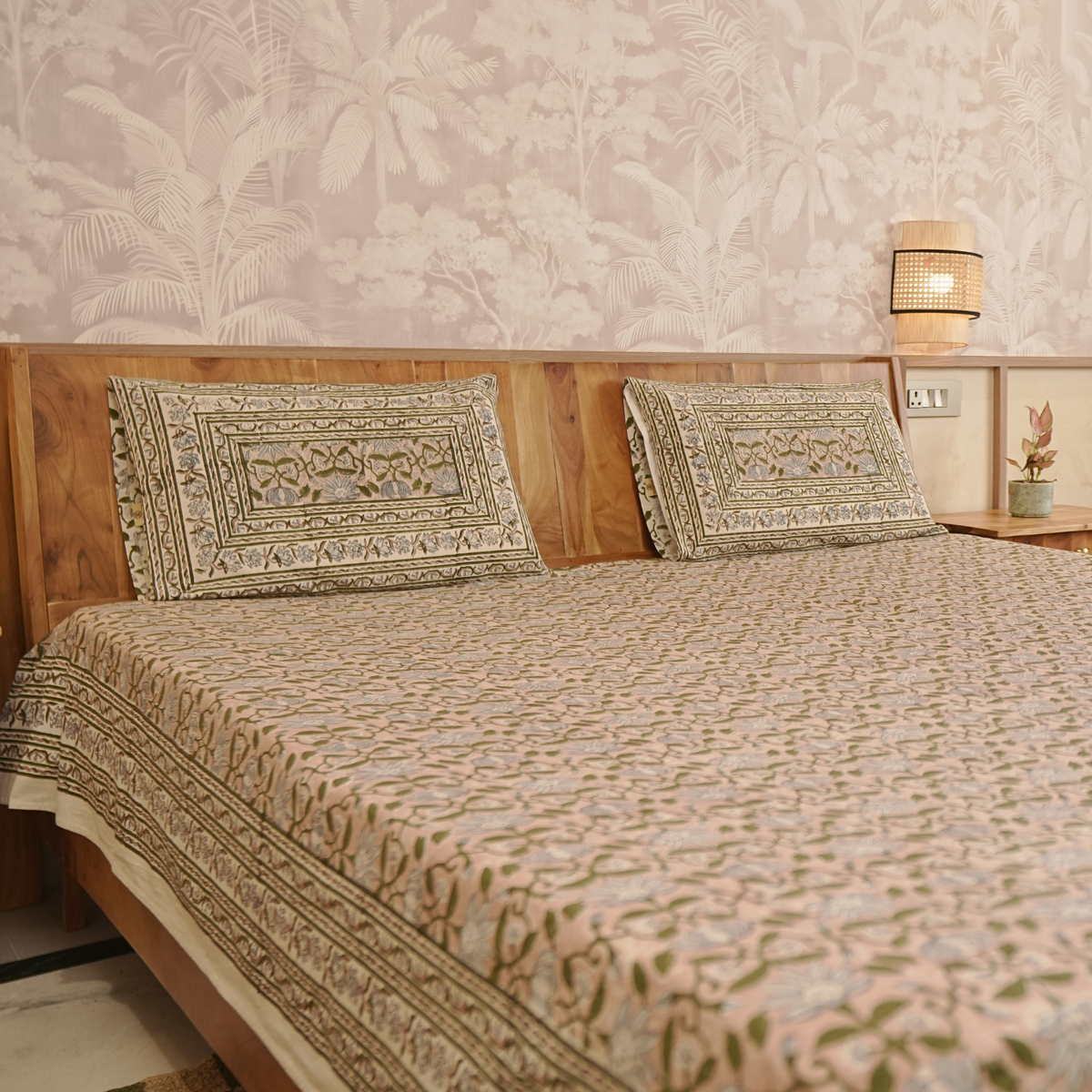 Gulraaz Golden Rose Bedcover with 2 Pillow Covers