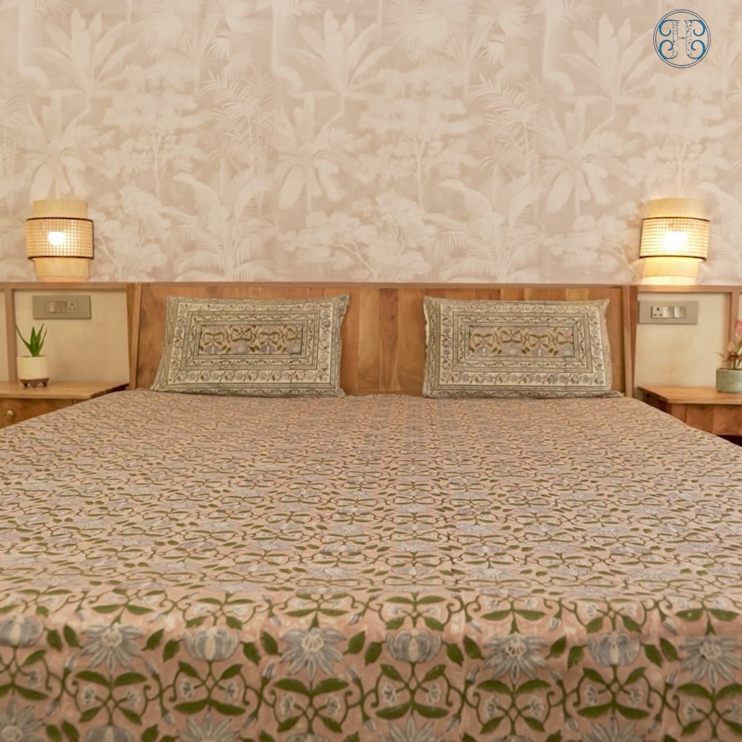 Gulraaz Golden Rose Bedcover with 2 Pillow Covers